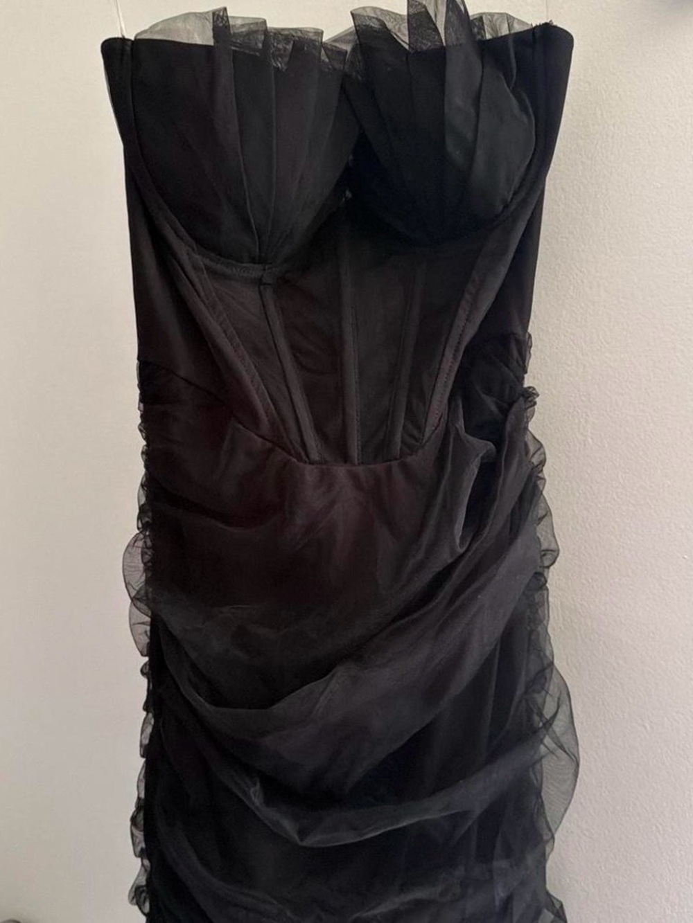 Black Ruffle Mesh Cocktail Dress - Picture 3 of 3